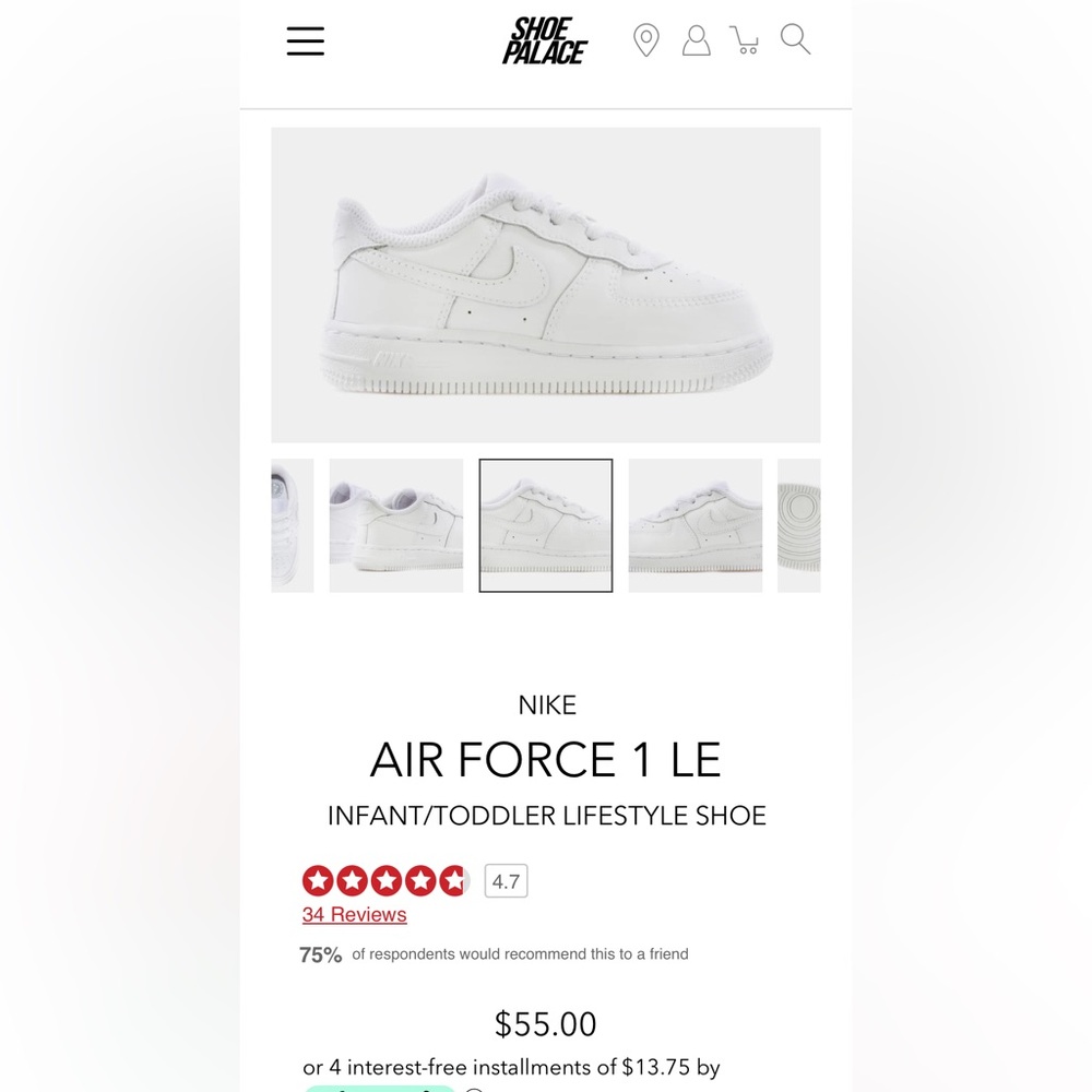 NIKE FORCE 1 LE WHITE/ WHITE